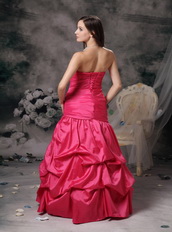 A-line Sweetheart Floor-length Taffeta Fuchsia Party Dress Night Club