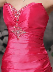 A-line Sweetheart Floor-length Taffeta Fuchsia Party Dress Night Club