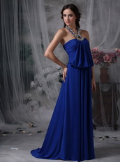 Unique Halter Chiffon Evening Night Club Dress In Royal Blue Night Club