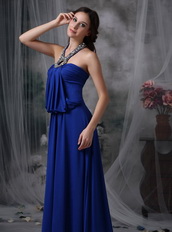 Unique Halter Chiffon Evening Night Club Dress In Royal Blue Night Club