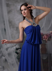 Unique Halter Chiffon Evening Night Club Dress In Royal Blue Night Club