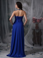 Unique Halter Chiffon Evening Night Club Dress In Royal Blue Night Club