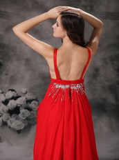 Red Chiffon V-neck Floor-length Night Club Celebrity Dress Night Club