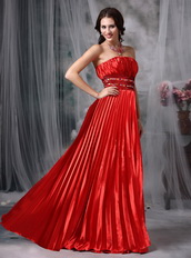 Floor-length Pleated Scarlet Color Formal Dress Suppliers Night Club