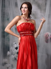 Floor-length Pleated Scarlet Color Formal Dress Suppliers Night Club