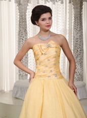 Moon Yellow Taffeta Puffy Prom Dress For Lady Wear Night Club