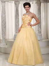 Moon Yellow Taffeta Puffy Prom Dress For Lady Wear Night Club