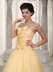 Moon Yellow Taffeta Puffy Prom Dress For Lady Wear Night Club