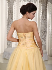 Moon Yellow Taffeta Puffy Prom Dress For Lady Wear Night Club