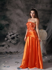 Orange Red Strapless Sequin Bodice Beading Celebrity Gowns Night Club