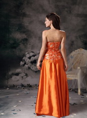 Orange Red Strapless Sequin Bodice Beading Celebrity Gowns Night Club