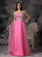 Pink Sweetheart Tulle Party Dress With Beading Emberllish Night Club