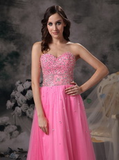 Pink Sweetheart Tulle Party Dress With Beading Emberllish Night Club