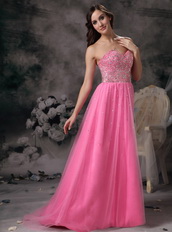 Pink Sweetheart Tulle Party Dress With Beading Emberllish Night Club