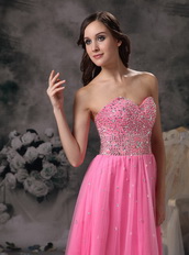 Pink Sweetheart Tulle Party Dress With Beading Emberllish Night Club