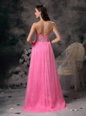 Pink Sweetheart Tulle Party Dress With Beading Emberllish Night Club