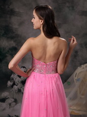 Pink Sweetheart Tulle Party Dress With Beading Emberllish Night Club