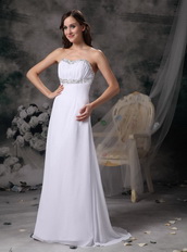 White Empire Sweetheart Chiffon Pageant Prom Dress Night Club