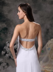 White Empire Sweetheart Chiffon Pageant Prom Dress Night Club