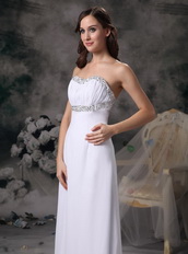 White Empire Sweetheart Chiffon Pageant Prom Dress Night Club