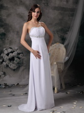 White Empire Sweetheart Chiffon Pageant Prom Dress Night Club