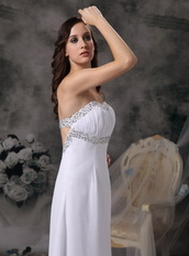 White Empire Sweetheart Chiffon Pageant Prom Dress Night Club