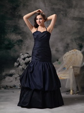 Trumpt Black Halter Floor-length Evening Dress Formal Night Club