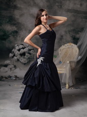 Trumpt Black Halter Floor-length Evening Dress Formal Night Club