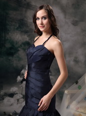 Trumpt Black Halter Floor-length Evening Dress Formal Night Club