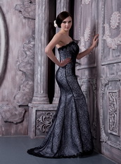 Black Mermaid Formal Occasion Dress Covered With Lace Night Club