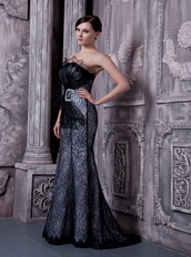 Black Mermaid Formal Occasion Dress Covered With Lace Night Club