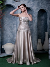 Dark Champagne Strapless Silk Like Satin Evening Dress Low Price Night Club