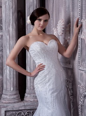 White Mermaid Full Beaded Prom Dress For Celebrity Night Club