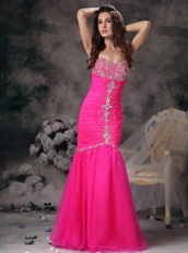 Hot Pink Floor-length Fashion Prom Dresses Mermaid Night Club