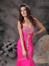 Hot Pink Floor-length Fashion Prom Dresses Mermaid Night Club