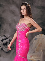 Hot Pink Floor-length Fashion Prom Dresses Mermaid Night Club