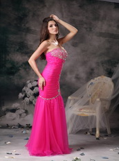 Hot Pink Floor-length Fashion Prom Dresses Mermaid Night Club
