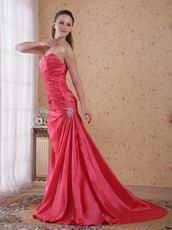 Coral Red Taffeta Dress For 2014 Evening Dress Cheap