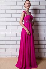 Beautiful Square Neck Magenta Rose Chiffon La Femme Prom Dress