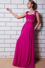 Beautiful Square Neck Magenta Rose Chiffon La Femme Prom Dress