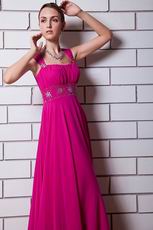 Beautiful Square Neck Magenta Rose Chiffon La Femme Prom Dress