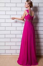 Beautiful Square Neck Magenta Rose Chiffon La Femme Prom Dress