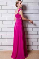 Beautiful Square Neck Magenta Rose Chiffon La Femme Prom Dress