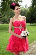 Cute Strapless Ruffle Skirt Rose Pink Sweet 16 Dresses