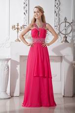 Buy Cheap Beaded Long Red Chiffon Evening Dress Gown