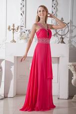 Buy Cheap Beaded Long Red Chiffon Evening Dress Gown