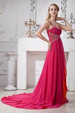 Spaghetti Straps Red And Orange Mixed Evening Prom Dress