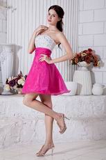 Hot Pink Beaded Short Skirt Designer Cocktail Dress