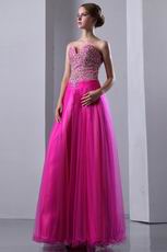 Cheap Sweetheart Beaded Fuchsia Celebrity Evening Dress