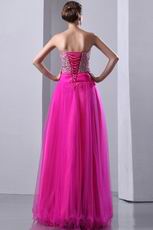 Cheap Sweetheart Beaded Fuchsia Celebrity Evening Dress